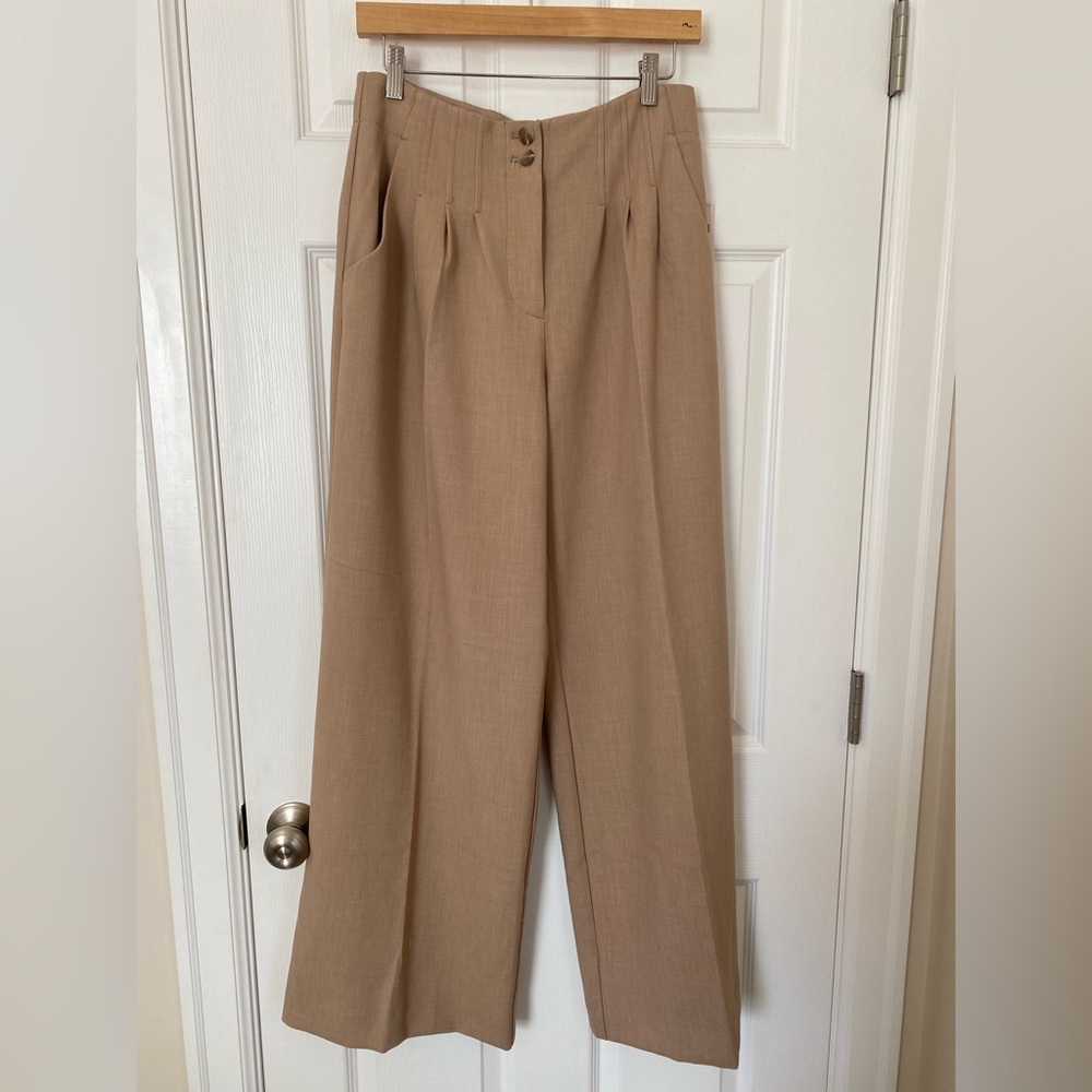Anthropologie NWT wide leg tan trousers size 8